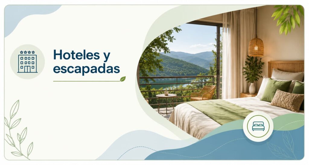 Habitación de hotel con vistas a la naturaleza para la sección Hoteles y Escapadas de Natourplan.